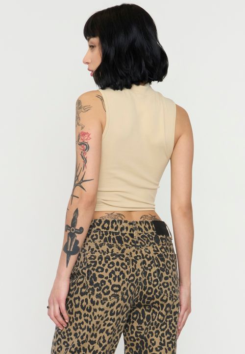 Polera Mujer Sin Mangas Color Beige