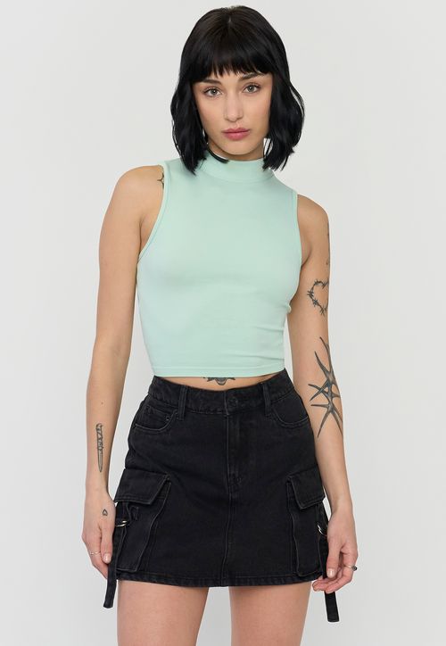 Polera Mujer Sin Mangas Celeste