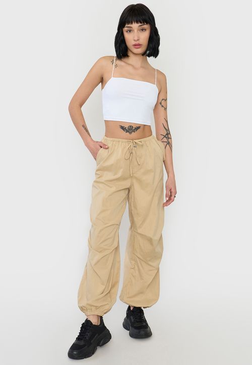 Pantalón Mujer Parachute Color Beige