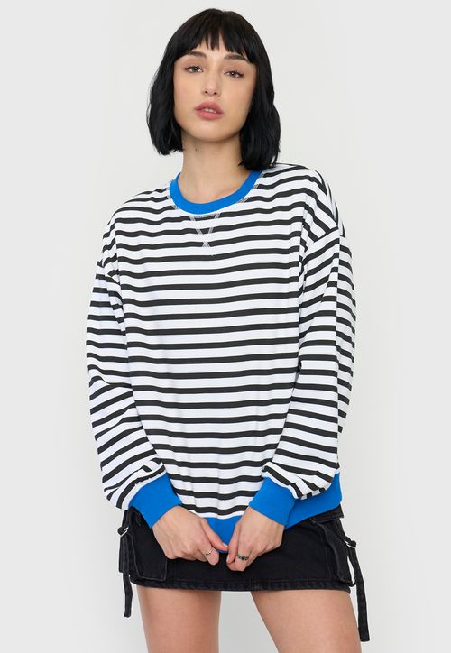 Polerón Mujer Oversize Líneas Negro