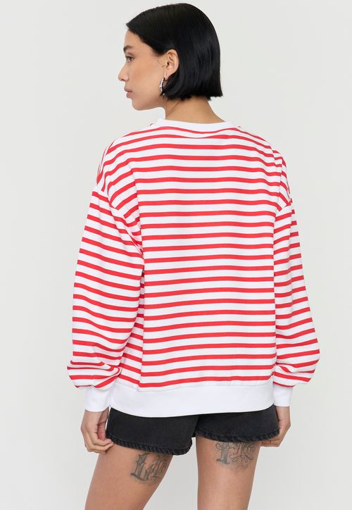 Polerón Mujer Oversize Líneas Rojo