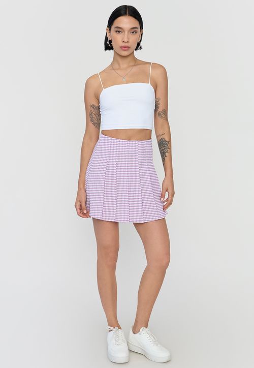 Falda Mujer Tableada Morado
