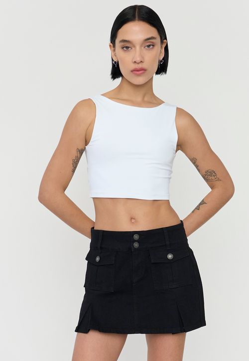 Falda Mujer Bolsillos Delanteros Negro