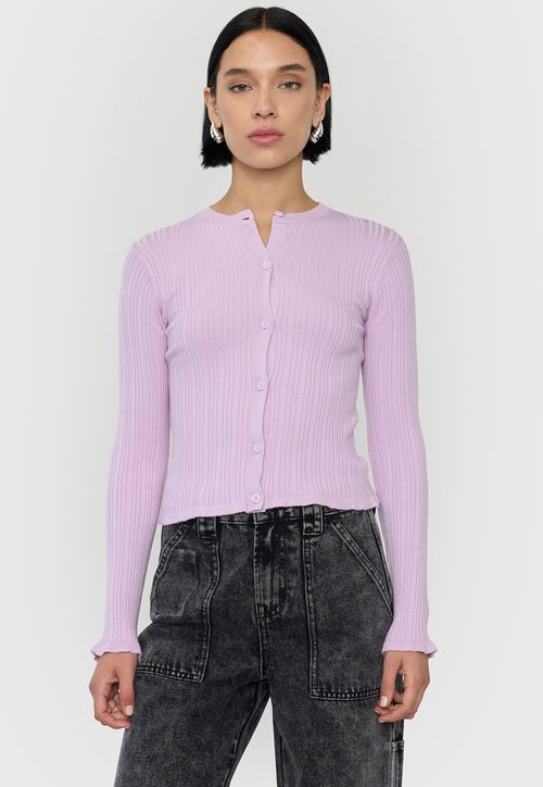 Sweater Mujer Cárdigan Botones Lila
