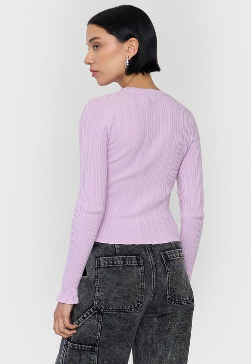 Sweater Mujer Cárdigan Botones Lila