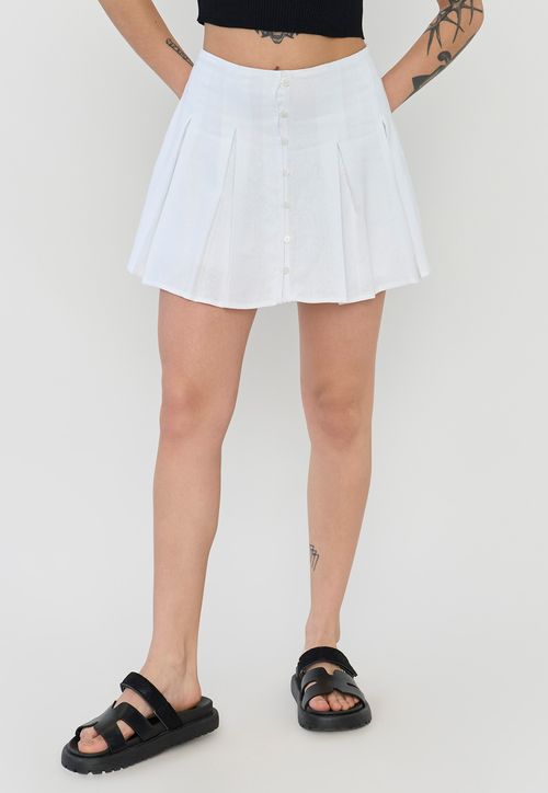 Falda Mujer Short Tableado Ecru