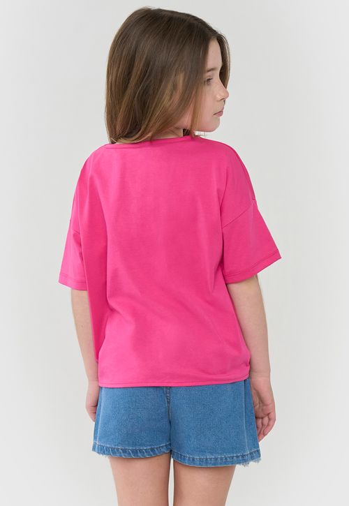 Polera Niña Kids Manga Corta Minnie Nudo Fucsia