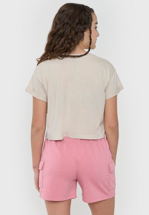Polera Niña Teen Manga Corta Fun Beige