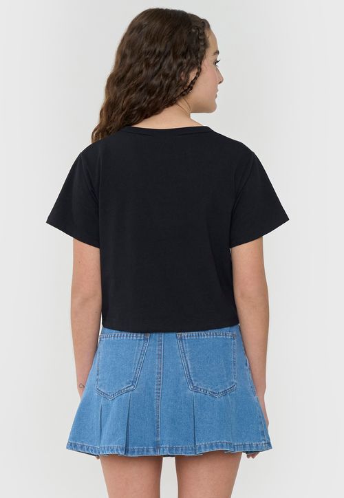 Polera Niña Teen Manga Corta Fun Nudo Negro
