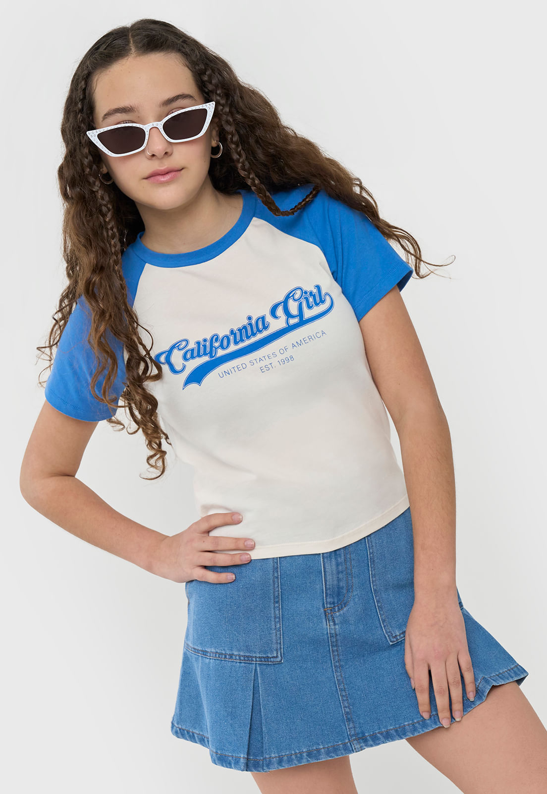 Polera Niña Teen Raglan Sporty Azul