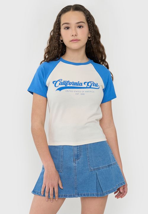 Polera Niña Teen Raglan Sporty Azul