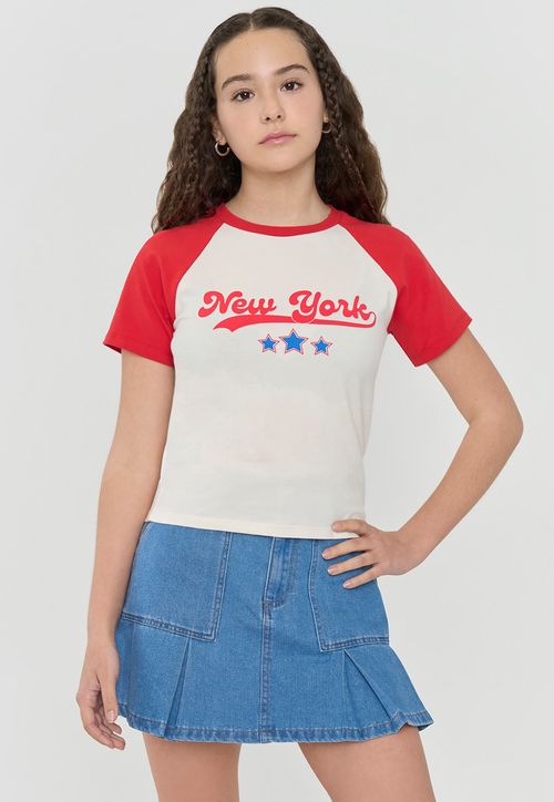 Polera Niña Teen Raglan Sporty Rojo
