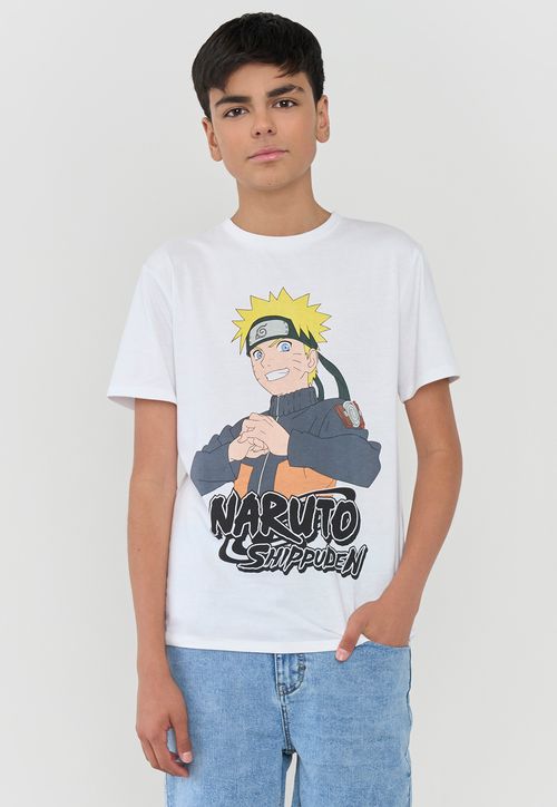 Polera Niño Teen Manga Corta Naruto Blanco
