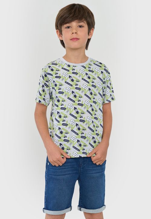 Polera Niño Kids Manga Corta Full Gris
