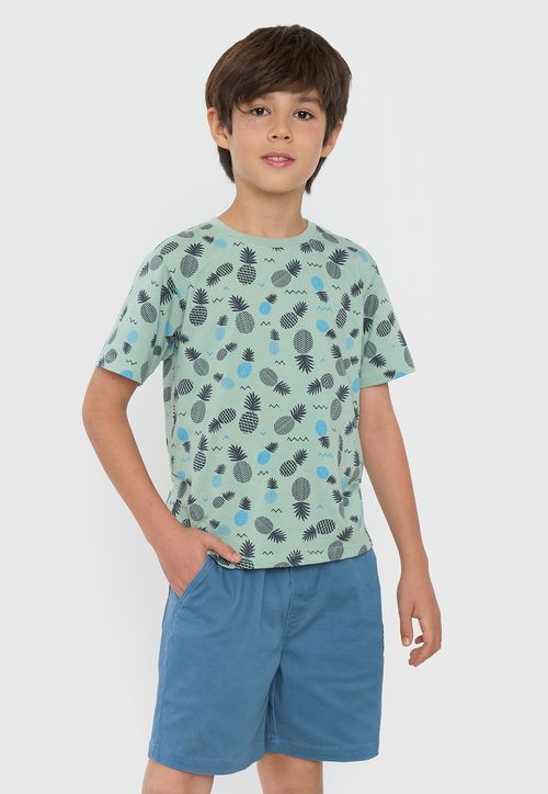 Polera Niño Kids Manga Corta Full Verde