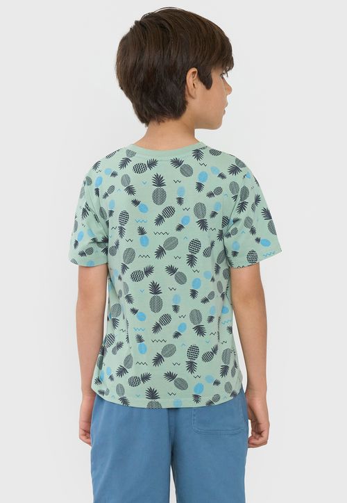 Polera Niño Kids Manga Corta Full Verde