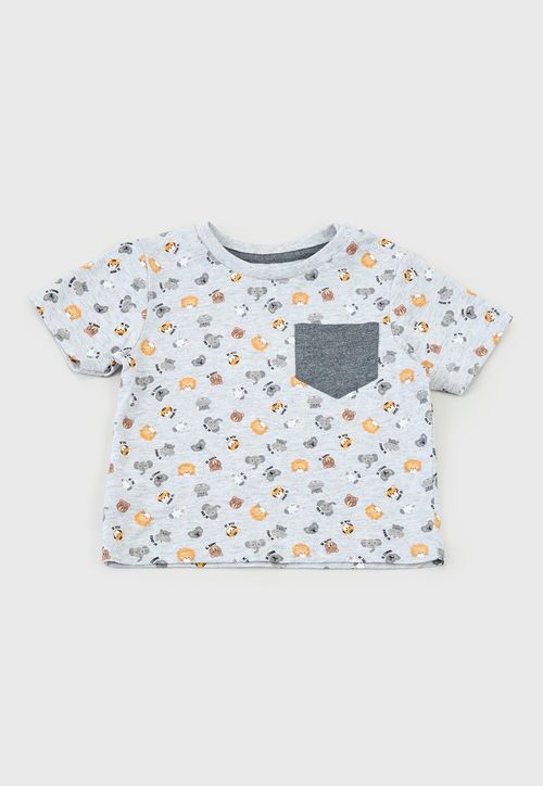 Polera Bebe Niño Full Print Gris
