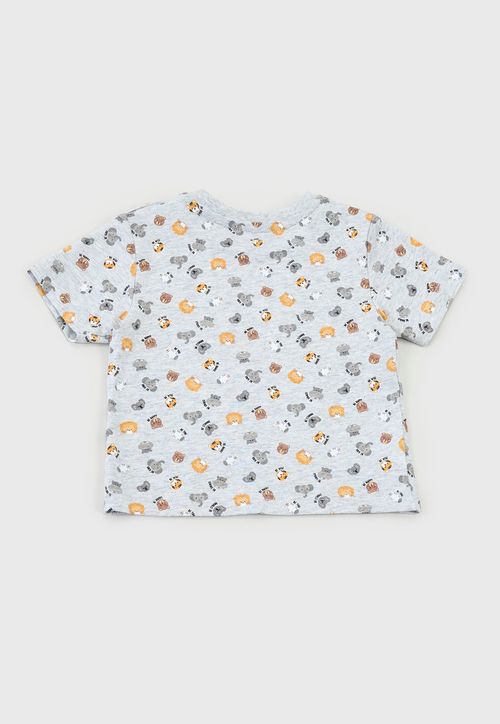 Polera Bebe Niño Full Print Gris