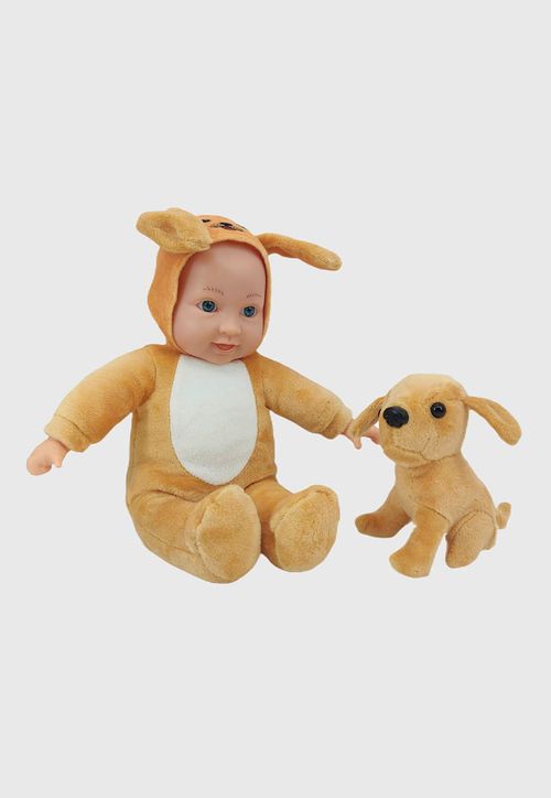 Muñeca Bebé Con Disfraz + Peluche Color Aleatorio