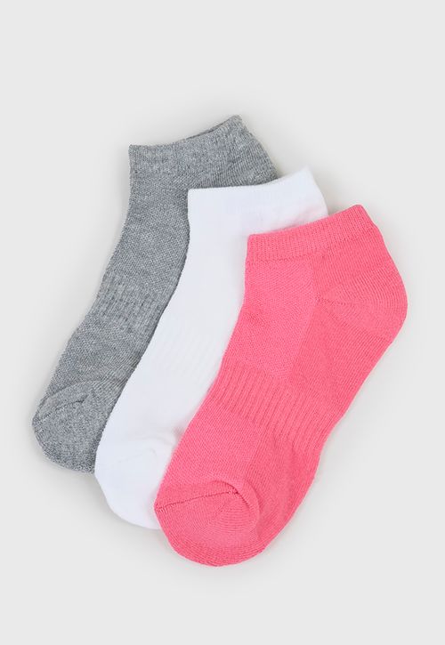 Calcetines Mujer Tripack Deportivos Cortos Mix Rosado