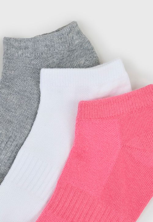 Calcetines Mujer Tripack Deportivos Cortos Mix Rosado