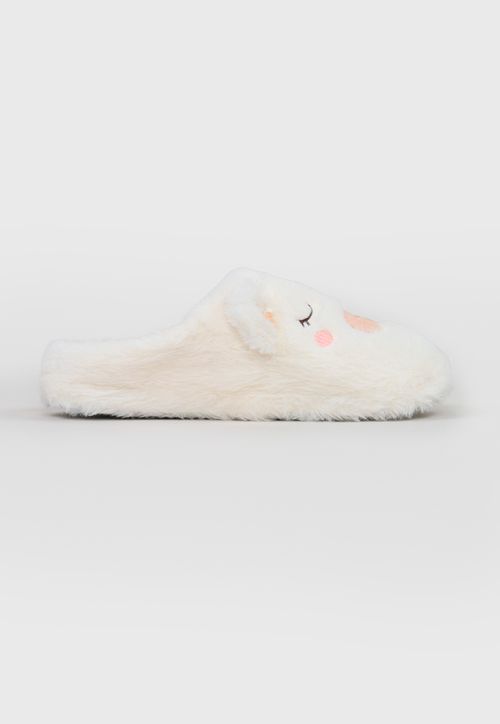 Pantuflas Mujer Oso Ecru