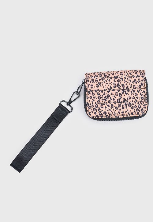 Billetera Mujer Nylon Animal Print Café
