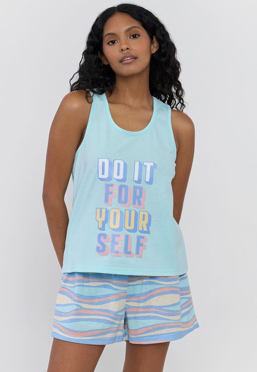 Pijama Mujer Sudadera Print Aqua Lineas