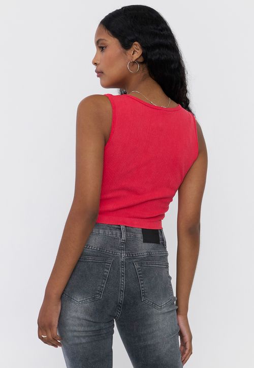 Peto Mujer Lavado Cuello V Rojo