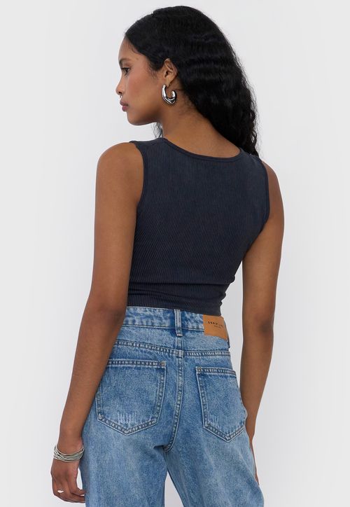 Peto Mujer Lavado Cuello V Negro