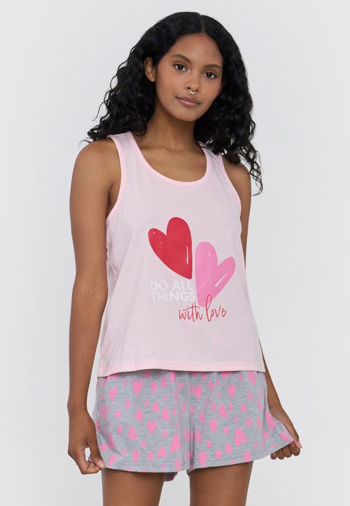 Pijama Mujer Sudadera Print Rosado Corazones