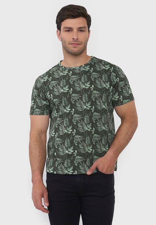 Polera Hombre Full Print Verde