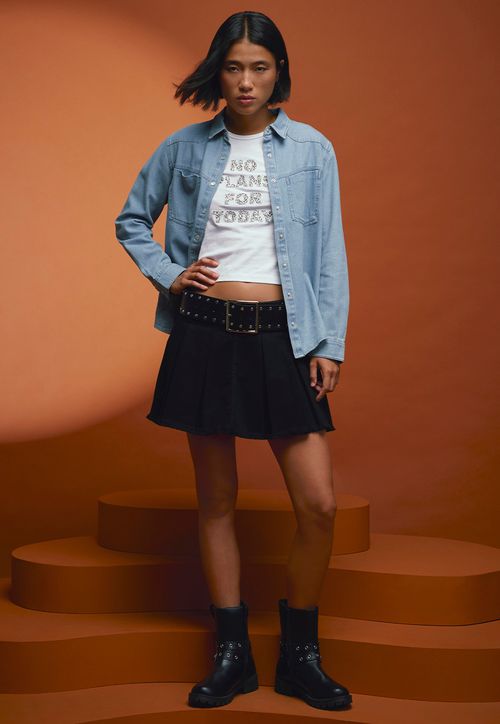 Falda Mujer Plisada Negro