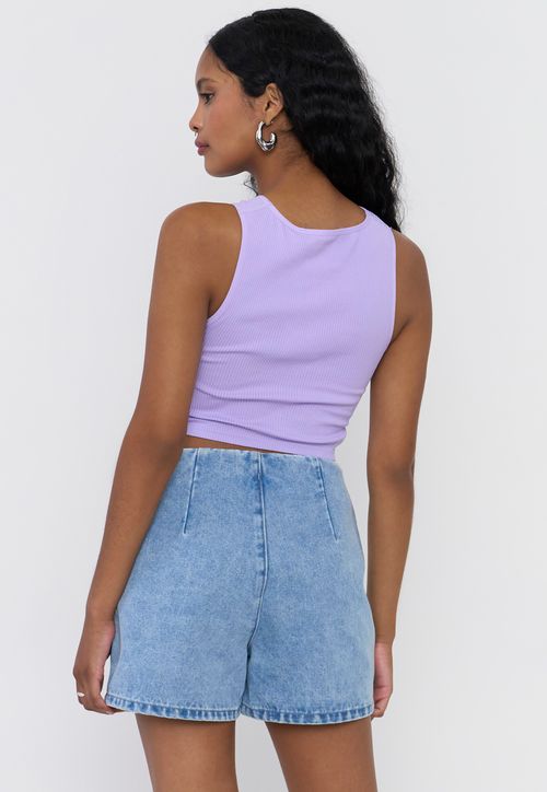 Polera Mujer Cuello Halter Sin Mangas Morado