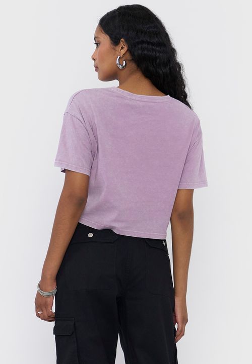 Polera Mujer Fun Manga Corta Crop Malva