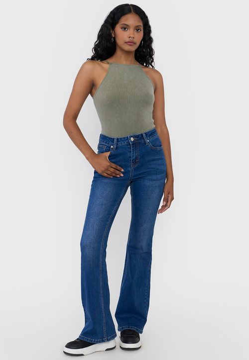 Jeans Mujer Flare Fit Azul Oscuro
