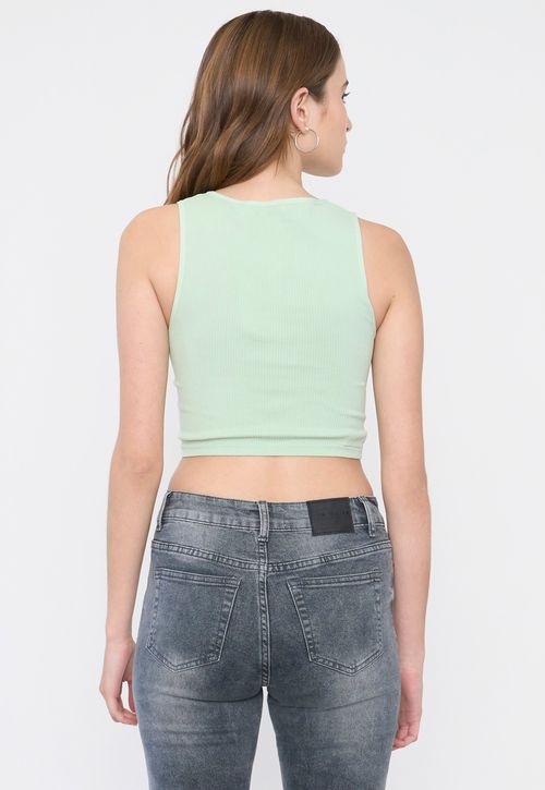Polera Mujer Sin Mangas Cuello Halter Verde