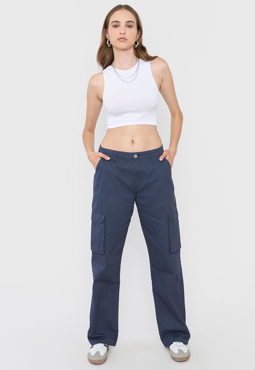 Pantalón Mujer Cargo Color Azul