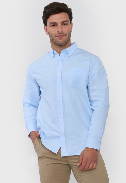 Camisa Hombre Oxford Color Celeste