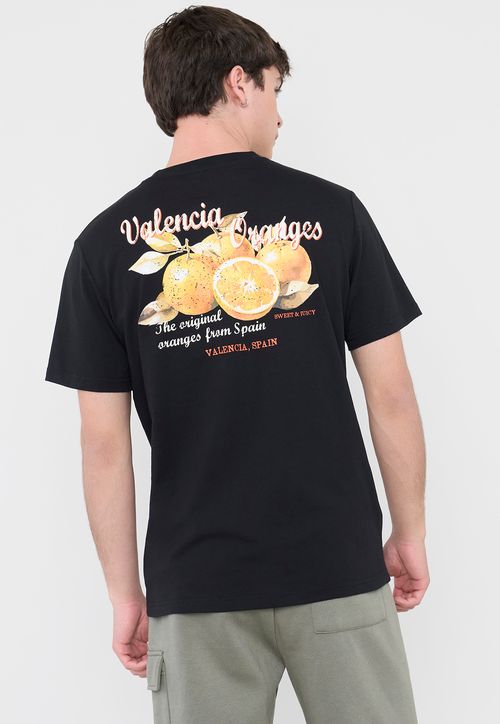 Polera Hombre Fun Frutas Color Negro