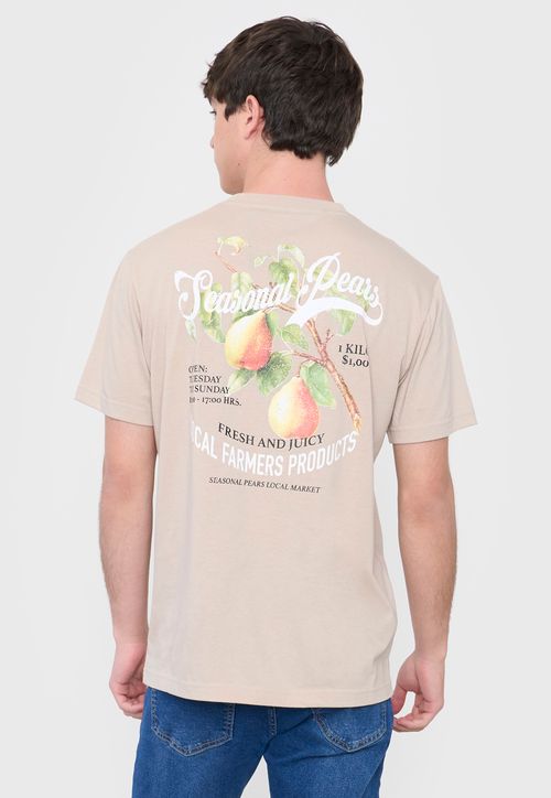 Polera Hombre Fun Frutas Beige