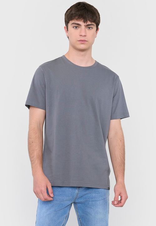 Polera Hombre R-Neck Lisa Gris Oscuro