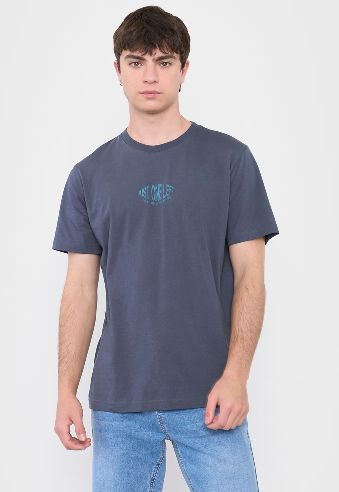 Polera Hombre Fun Texto Azul