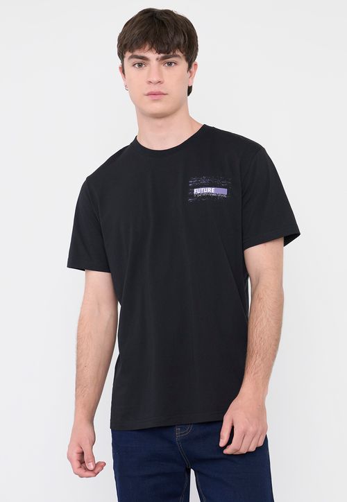 Polera Hombre Fun Texto Color Negro