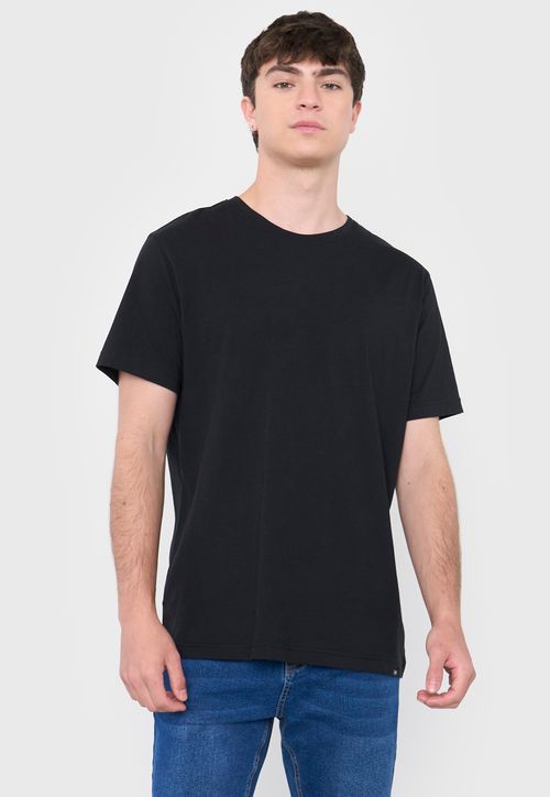 Polera Hombre R-Neck Lisa Color Negro