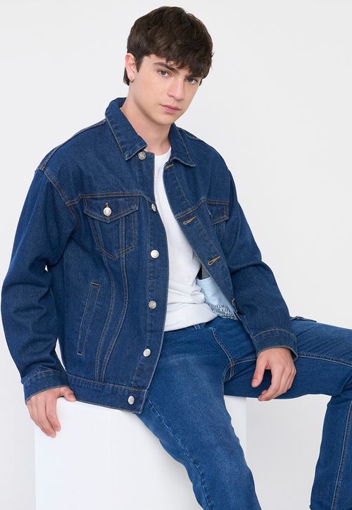 Chaqueta Hombre Denim Azul Medio