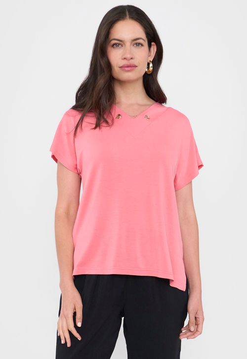 Polera Mujer Escote Coral