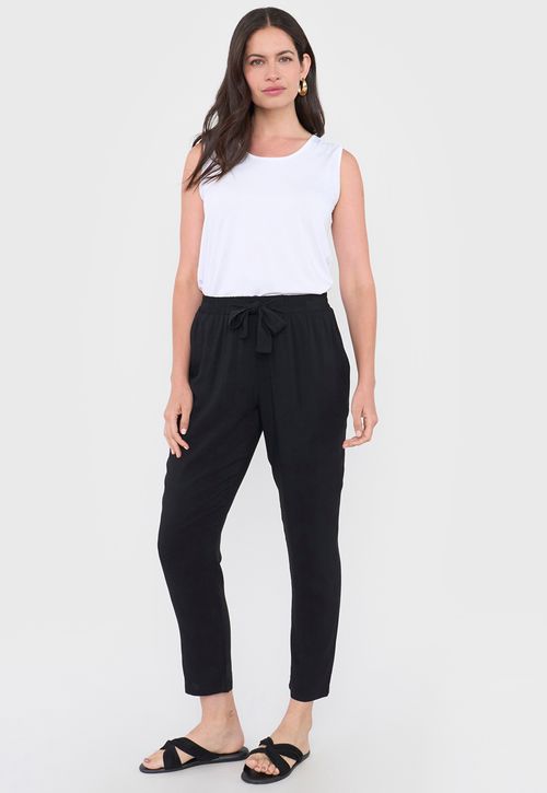 Pantalón Mujer Lazo Liso Negro