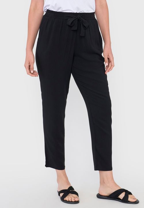 Pantalón Mujer Lazo Liso Negro