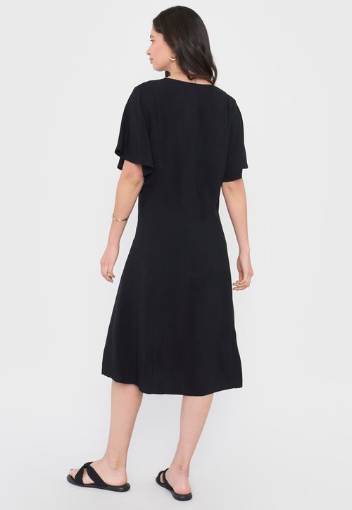 Vestido Mujer Largo Botones Negro